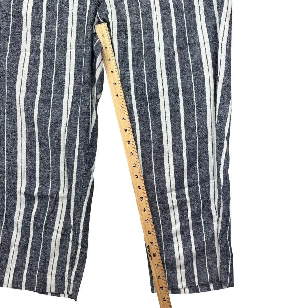Banana Republic Pants Women's 10 Blue White Avery Linen Striped Business Preppy